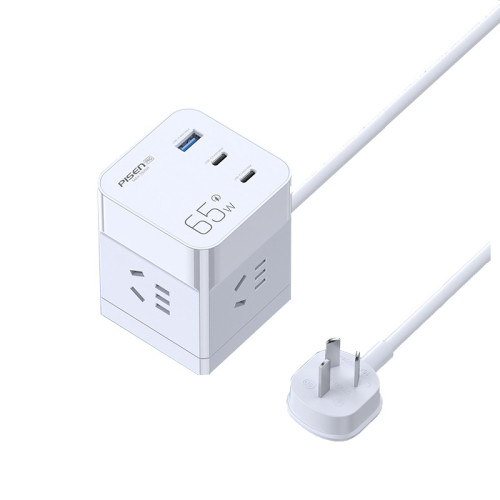 品勝3口65W智能魔方多功能4孔拖線板USB插座適用華爲超級快充40W
