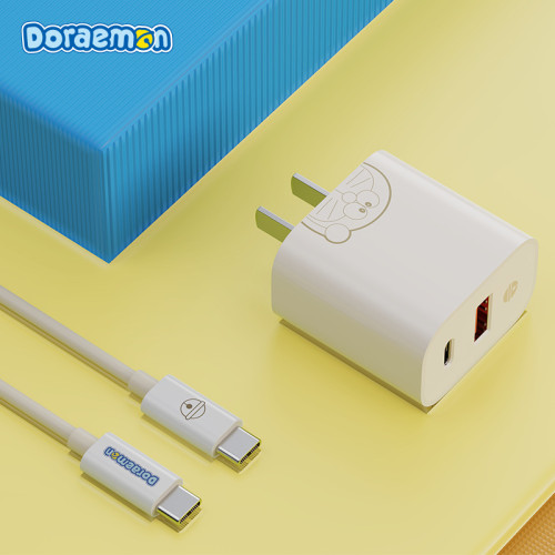 哆啦A夢PD20W雙口充電器頭適用蘋果1514充電線6A100W數據線type-c