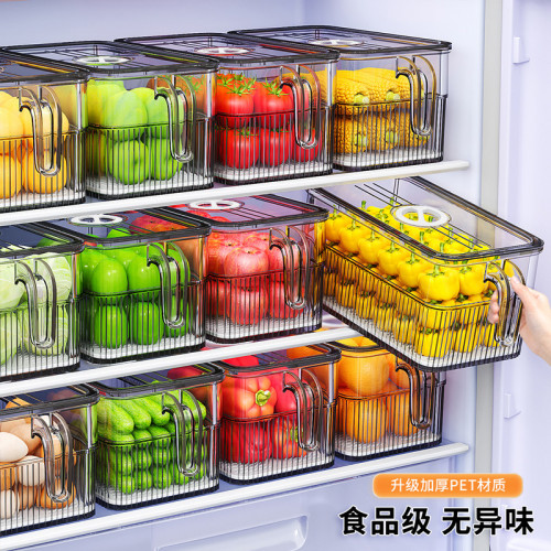 冰箱保鮮收納盒食品級廚房專用蔬菜水果雞蛋冷凍儲物整理盒帶手柄