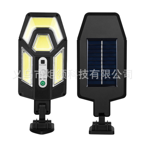 LED戶外太陽能路燈新款人體感應庭院燈帶遙控壁燈 防水花園燈