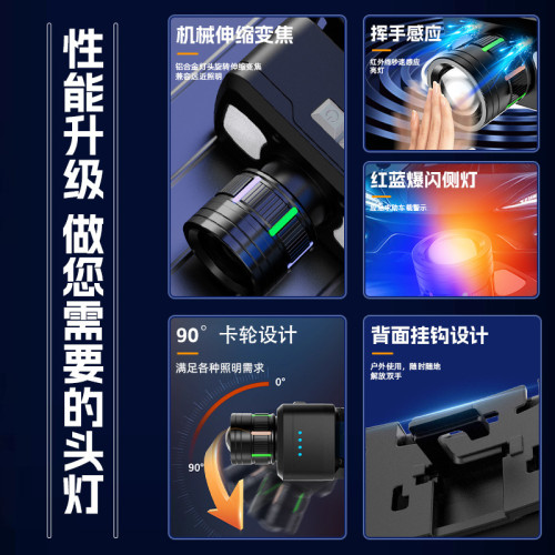 新款頭燈強光超亮充電戶外感應釣魚專用夜釣徒步登山頭戴式照明