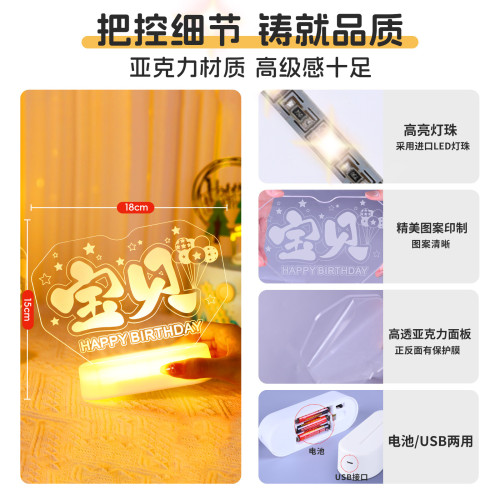 寶貝生日快樂led燈牌發光字母燈擺件室內桌面氛圍裝飾布置小夜燈