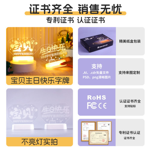 寶貝生日快樂led燈牌發光字母燈擺件室內桌面氛圍裝飾布置小夜燈