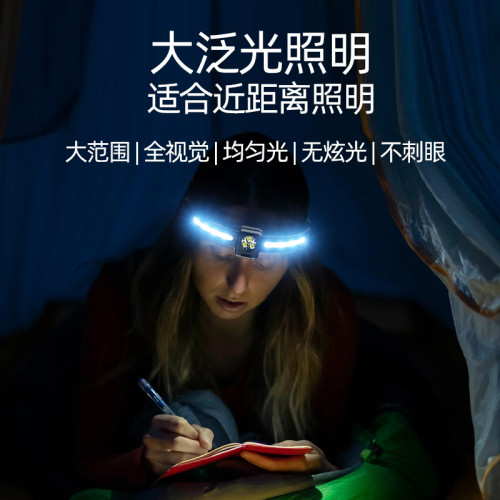 頭燈強光充電超亮頭戴式電筒超輕感應COB泛光戶外夜釣魚led照明燈