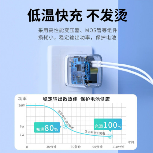 PD20W雙口快充輸出充電頭適用於mate40/iphone14手機筆電平板