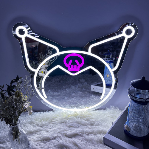 水滴個性創意led愛心鏡面霓虹燈貓咪化妝鏡亞克力鏡子燈