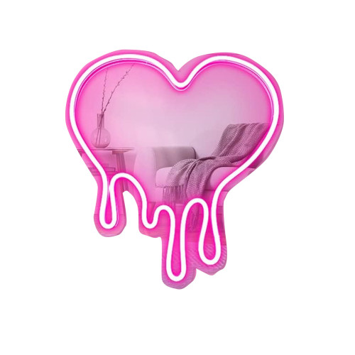 水滴個性創意led愛心鏡面霓虹燈貓咪化妝鏡亞克力鏡子燈