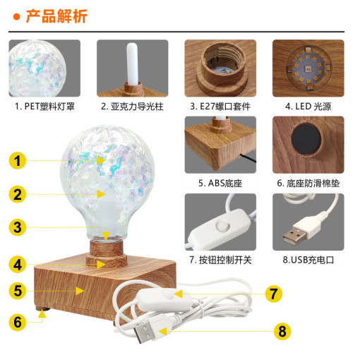 創意禮品小夜燈氛圍燈透明台燈生日禮物床頭燈擺件創意燈七夕禮物