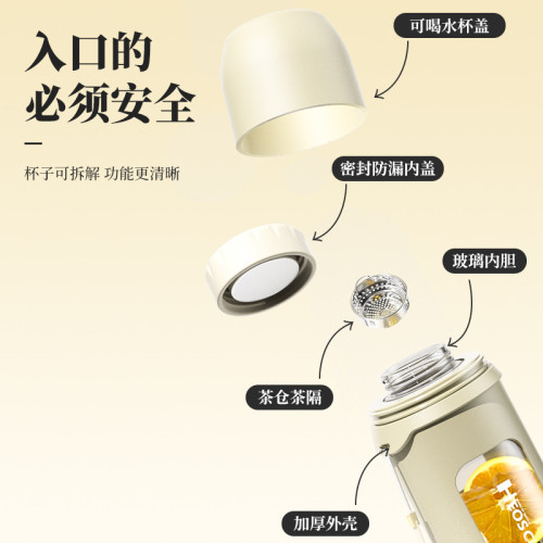 恩爾美大容量玻璃杯男女夏季茶水分離泡茶杯防摔耐高溫辦公水杯子