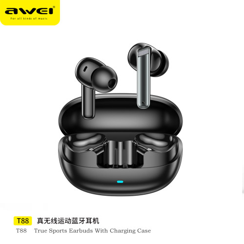 AWEI新款藍牙耳機降噪運動耳機T88長續航空間音頻TWS藍牙耳機