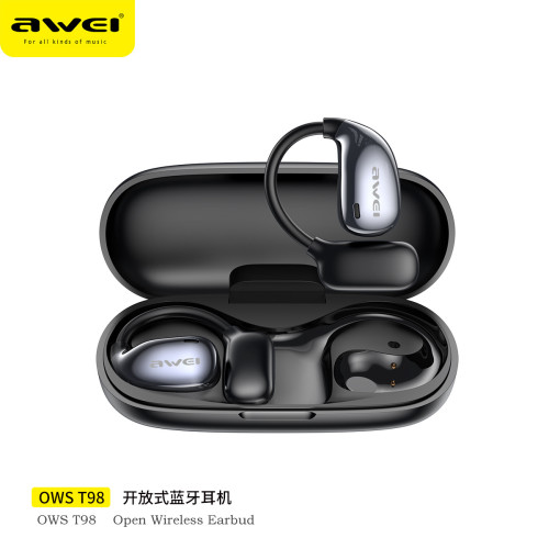 AWEI用維掛耳式耳機T98運動無感佩戴長續航動態音效ows藍牙耳機
