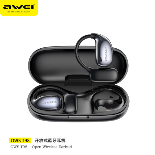 AWEI用維掛耳式耳機T98運動無感佩戴長續航動態音效ows藍牙耳機