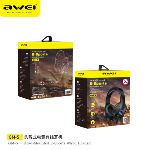 AWEI用維新款炫彩電競有線耳機全指向麥克風吃雞聽聲辨位遊戯耳機