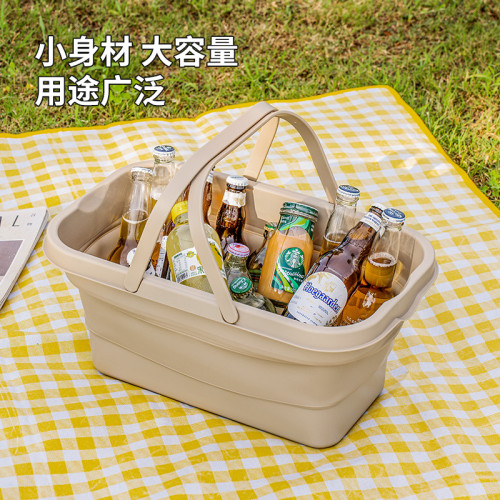 野餐籃可折曡保溫郊遊春遊戶外帶蓋子網紅手提收納箱筐露營野炊桌