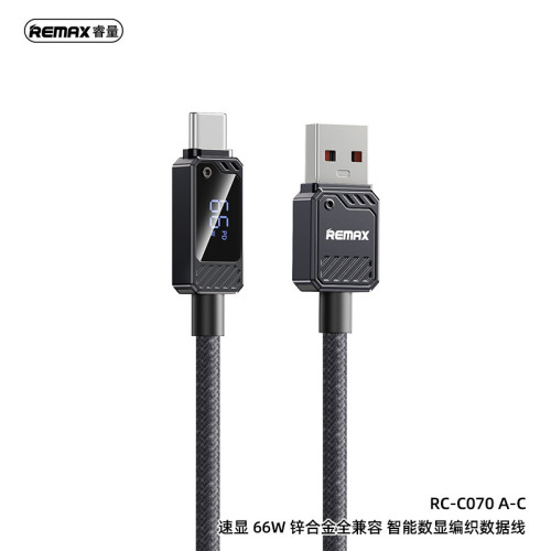 remax 數顯100W快充數據線 Type-C手機快充線 USB數顯手機充電線