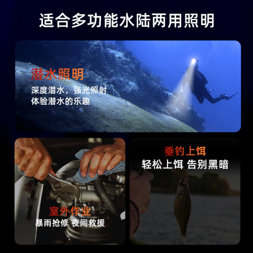 雅尼525潛水頭燈強光充電超亮防水頭戴式手電筒水下超長續航礦燈