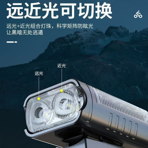 2024新款自行車雙T6遠近光前燈帶數字顯示360°可旋轉騎行氛圍燈