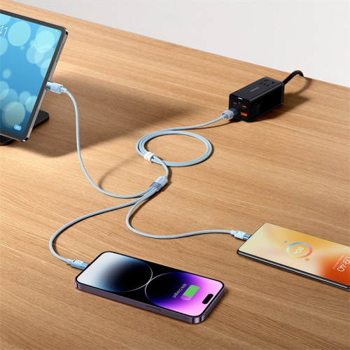 星速三合一數據線快充充電線一拖三多功能三頭type-c快充線