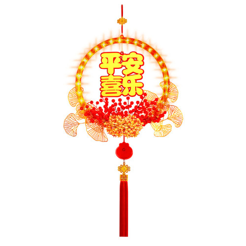 發光平安喜樂花環LED彩燈掛件蛇年福字氛圍掛門上裝飾布置吸盤燈