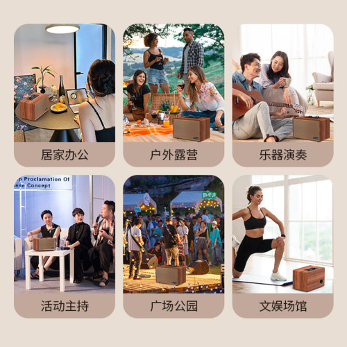 爆款復古木質藍牙音箱創意禮品插卡家用低音砲一體機K歌音響
