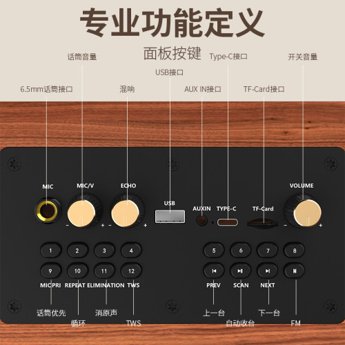 爆款復古木質藍牙音箱創意禮品插卡家用低音砲一體機K歌音響