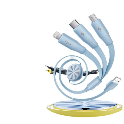 品勝數據線三合一伸縮充電線一拖三快充適用蘋果華爲安卓Type3.5A
