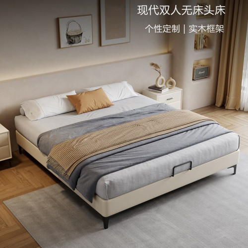 無床頭床現代簡約主臥儲物架子床小戶型無靠背齊邊床榻榻米家具床