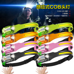新款戶外揮手感應COB頭燈手電筒二合一騎行夜釣強光頭戴燈
