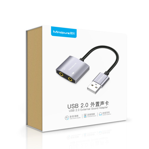 祿訊USB轉3.5mm耳麥聲卡二合一桌上型電腦筆電PS4外置聲卡轉接頭