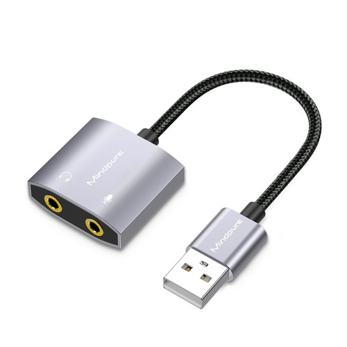 祿訊USB轉3.5mm耳麥聲卡二合一桌上型電腦筆電PS4外置聲卡轉接頭