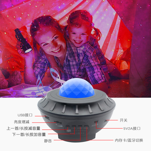 聚寶盆滿天星星空雷射水波紋投影燈藍牙舞台燈臥室氛圍小夜燈