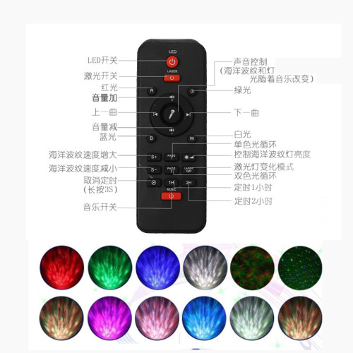 聚寶盆滿天星星空雷射水波紋投影燈藍牙舞台燈臥室氛圍小夜燈