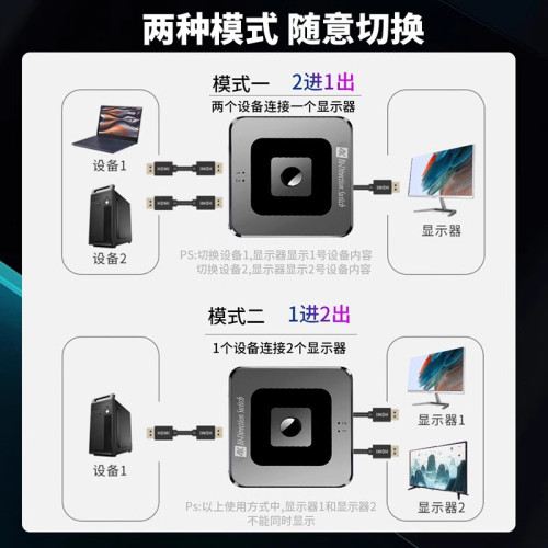 hdmi切換器二進一出分配器一分二4K高清線影片顯示屏電視8K分屏器