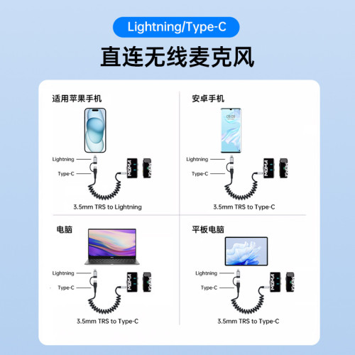 二合一車用音頻線3.5mm轉接頭TC接口圓孔AUX彈簧適用蘋果安卓機