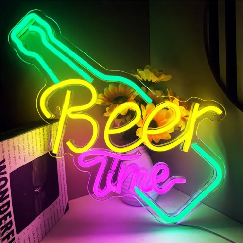 BeerTime造型USB供電酒吧氛圍霓虹燈派對生日可調光