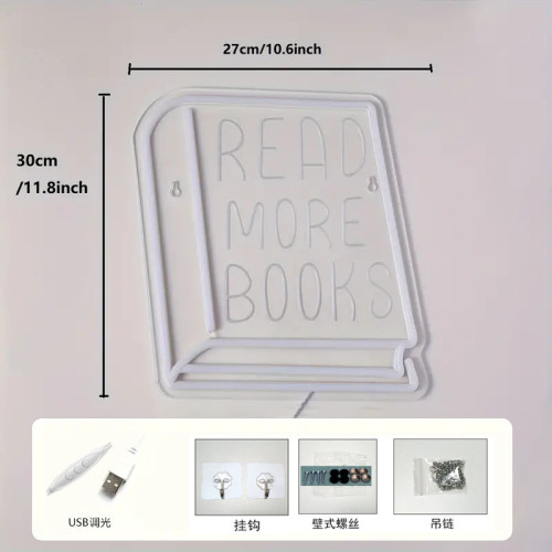 READMOREBOOKSUSB霓虹燈標志書店閲覽室背面雕刻裝飾燈led燈