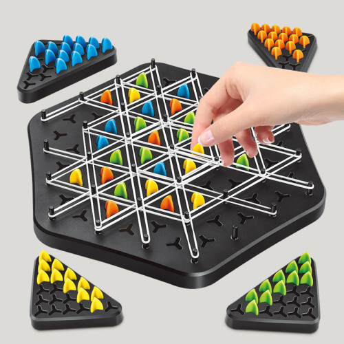 三角連鎖棋幾何遊戯三角棋桌面遊戯皮筋訓練家庭互動益智桌遊