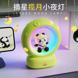 創意新品可愛氛圍燈女生生日禮品網紅擺件摘星攬月拍拍小貓小夜燈