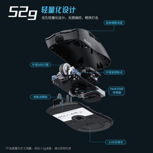前行者M9mini無線藍牙雙模PAW3395輕量化設計電競遊戯長續航滑鼠