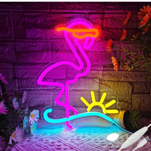 LED霓虹燈牌火烈鳥造型裝飾燈牌房間客廳臥室背景氛圍燈