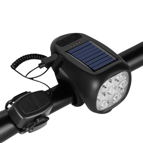 新款7led太陽能充電喇叭前燈type-c快充600流明電顯長續航夜騎燈
