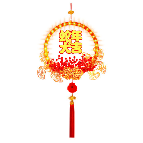發光蛇年大吉結花環掛件2025春節日氛圍客廳牆上裝飾布置掛飾