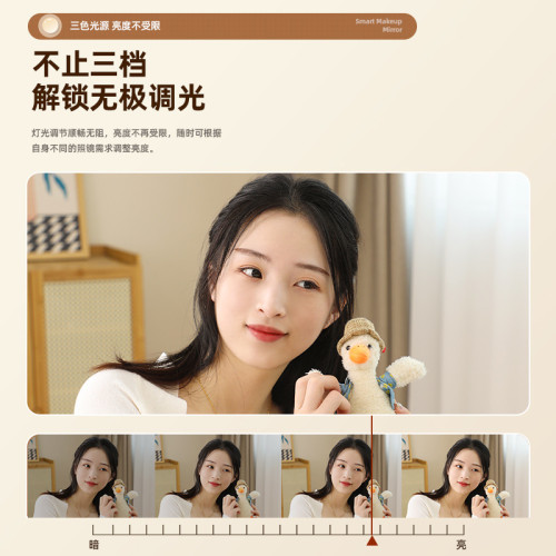 LED化妝鏡桌上型桌面補光智能臥室梳妝台鏡子可旋轉宿舍網紅少女心