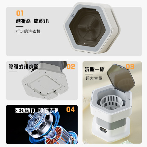 新款迷你折曡洗衣機家用小型襪子內衣褲洗衣機可脫水嬰兒衣服