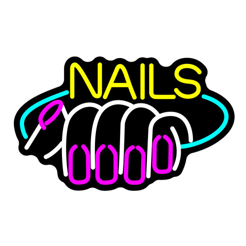 粉色少女手指字母造型燈美甲沙龍指甲nails霓虹燈