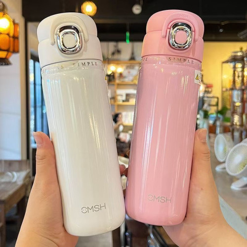 草莓生活保溫杯月環雙飲保溫杯簡約大容量水杯可攜式316不鏽鋼彈跳