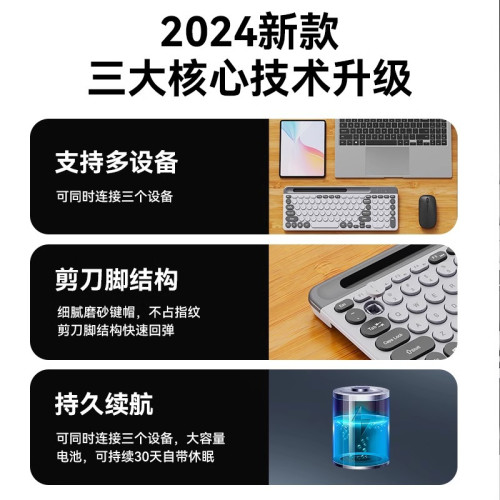 藍牙無線靜音圓鍵卡槽鍵盤適用手機筆記型電腦ipad平板usb組合