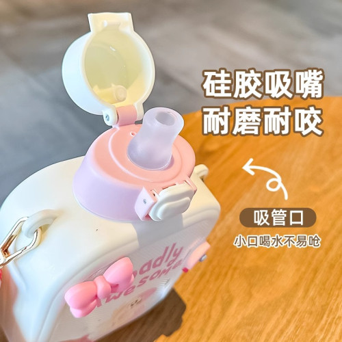 水杯女2025新款高顔值吸管杯學生上學專用可攜式防摔水壺