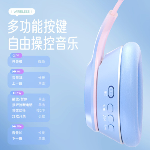 貓耳頭戴式藍牙耳機無線女生遊戯降噪兒童學習音樂爆款