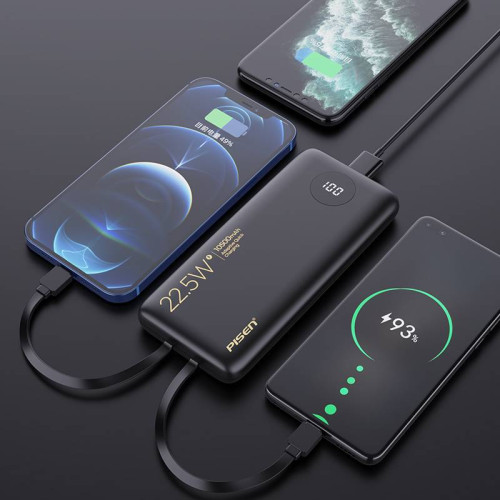 品勝充電寶10500安培自帶線22.5W雙向快充PD行動電源帶數據線